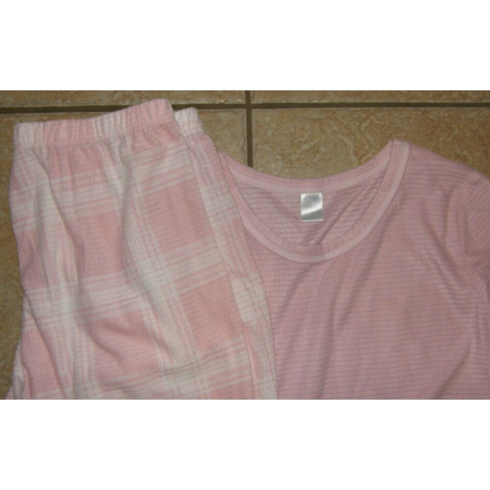 ADONNA Pink Sz Large Soft Cozy Soft Fleece 2 Pc Shirt & Pants Pajama Lounge Set - Picture 2 of 3
